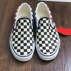 Vans checkered slip on shoes, new with tags